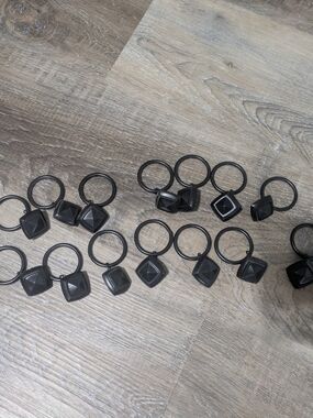 Black Square Shower Curtain Hooks - Set of 14